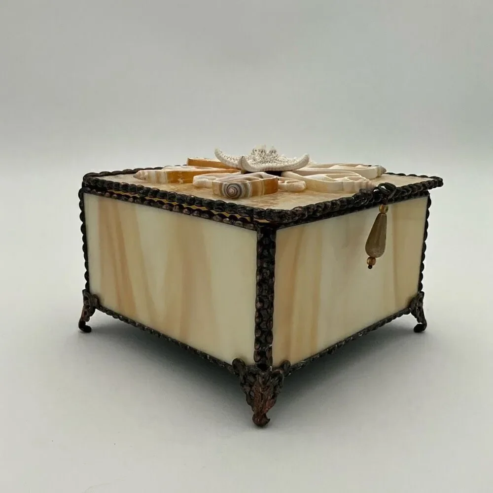 HANDCRAFTED Stained Glass Jewelry Box Keepsake Box